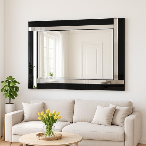 Mirror large black - mirror, glass
