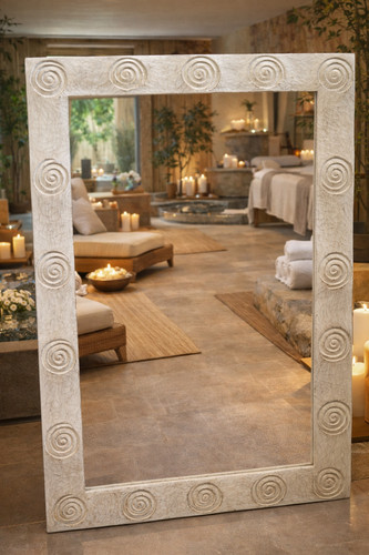 Handcrafted bali spiral mirror - bali,